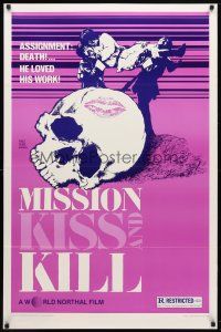 8h525 MISSION: KISS & KILL 1sh '83 Zhao Ji Zai Da Heng Hang, cool skull & martial arts action art!