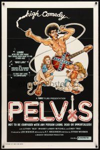 8h589 PELVIS 1sh '77 great Elvis comedy spoof, high comedy, wackiest art!