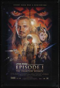 8h598 PHANTOM MENACE style B DS 1sh '99 George Lucas, Star Wars Episode I, art by Drew!