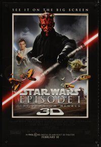 8h595 PHANTOM MENACE advance DS 1sh R12 George Lucas, Star Wars Episode I in 3-D!
