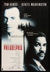 8h599 PHILADELPHIA 1sh '93 Tom Hanks, Denzel Washington, Jason Robards & Mary Steenburgen!