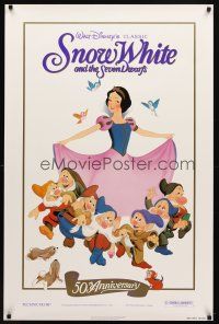 8h686 SNOW WHITE & THE SEVEN DWARFS 1sh R87 Walt Disney animated cartoon fantasy classic!