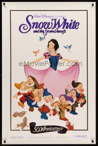 8h685 SNOW WHITE & THE SEVEN DWARFS foil 1sh R87 Walt Disney animated cartoon fantasy classic!