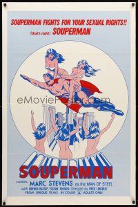 8h690 SOUPERMAN 1sh '76 wild Superman sex parody, he fights for your sexual rights!