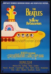 8h845 YELLOW SUBMARINE advance DS 1sh R99 psychedelic art of Beatles John, Paul, Ringo & George!