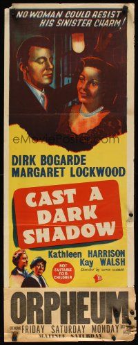 8j596 CAST A DARK SHADOW Aust daybill '55 Dick Bogarde & Lockwood in amazingly different roles!