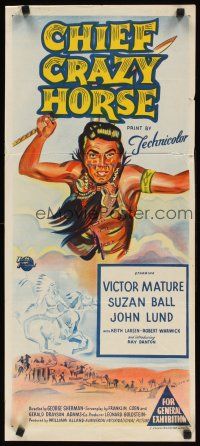 8j602 CHIEF CRAZY HORSE Aust daybill '55 art of Native American Indian warrior Victor Mature!