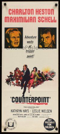 8j612 COUNTERPOINT Aust daybill '68 Charlton Heston, Maximilian Schell, adventure at trigger point