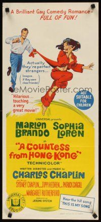 8j613 COUNTESS FROM HONG KONG Aust daybill '67 Marlon Brando, Sophia Loren, directed by Chaplin!