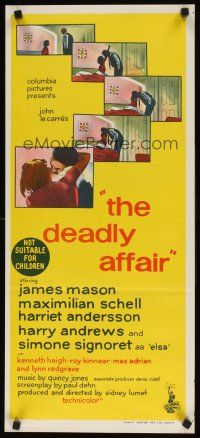 8j622 DEADLY AFFAIR Aust daybill '67 James Mason, Max Schell, Harriet Andersson!