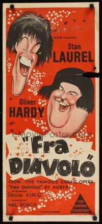 8j632 DEVIL'S BROTHER Aust daybill R50s Hal Roach, Hirschfeld art of Stan Laurel & Oliver Hardy!