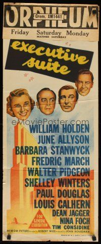 8j650 EXECUTIVE SUITE Aust daybill '54 William Holden, Barbara Stanwyck, Fredric March, Pidgeon