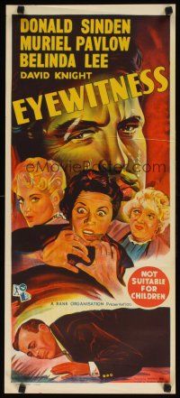 8j651 EYEWITNESS Aust daybill '56 Donald Sinden, dramatic art from English film noir!