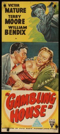 8j679 GAMBLING HOUSE Aust daybill '51 art of Victor Mature lusting after Terry Moore, Bendix!