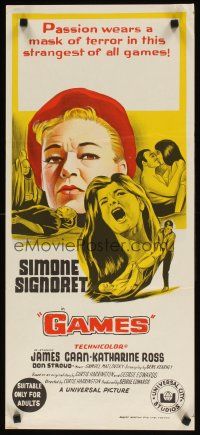 8j680 GAMES Aust daybill '67 Simone Signoret, Katharine Ross, passion wears a mask of terror!