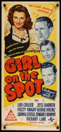 8j682 GIRL ON THE SPOT Aust daybill '46 film noir musical, Lois Collier, Jess Barker!