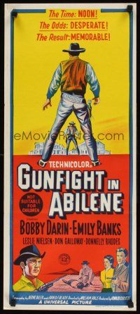 8j694 GUNFIGHT IN ABILENE Aust daybill '67 art of cowboy Bobby Darin in a showdown!