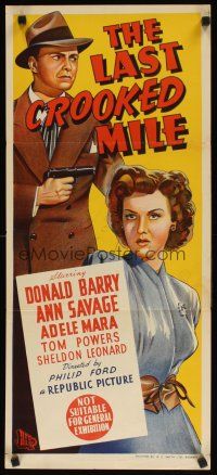8j702 LAST CROOKED MILE Aust daybill '46 detective Red Barry, sexy Ann Savage & Adele Mara!