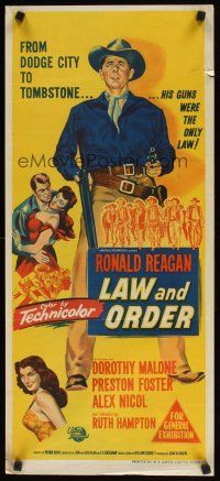 8j706 LAW & ORDER Aust daybill '53 Ronald Reagan, Dorothy Malone, Nathan Juran directed!