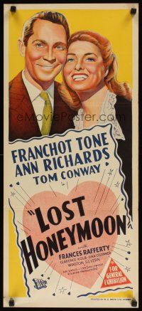 8j717 LOST HONEYMOON Aust daybill '47 Franchot Tone returns from WWII w/amnesia!