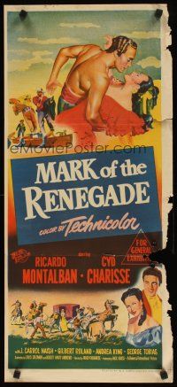 8j737 MARK OF THE RENEGADE Aust daybill '51 barechested Ricardo Montalban & sexy Cyd Charisse!
