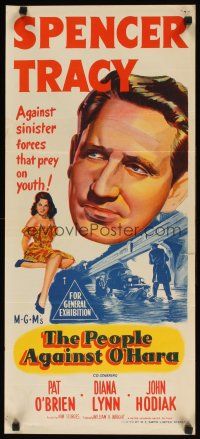 8j769 PEOPLE AGAINST O'HARA Aust daybill '51 Spencer Tracy against forces that prey on youth!