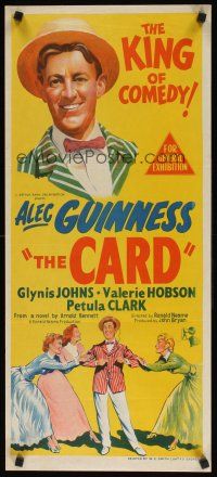 8j775 PROMOTER Aust daybill '52 The Card, Alec Guinness, Glynis Johns, different art!