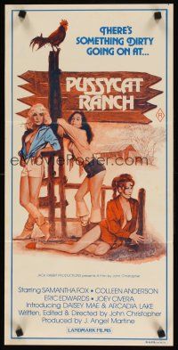 8j776 PUSSYCAT RANCH Aust daybill '78 Samantha Fox, Colleen Anderson, Arcadia Lake, sexy art!