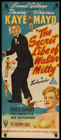 8j780 SECRET LIFE OF WALTER MITTY Aust daybill '47 Danny Kaye & Virginia Mayo in James Thurber story