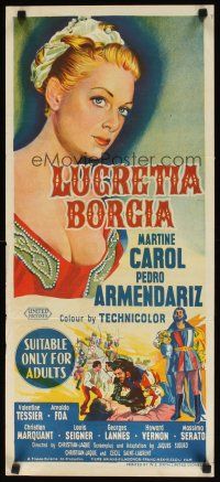 8j784 SINS OF THE BORGIAS Aust daybill '53 Christian-Jaque's Lucrece Borgia, sexy Martine Carol!