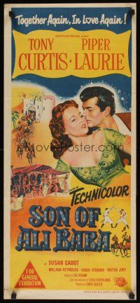 8j788 SON OF ALI BABA Aust daybill '52 stone litho art of Tony Curtis & sexy Piper Laurie!