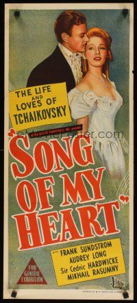 8j789 SONG OF MY HEART Aust daybill '48 romantic biography of Russian composer Tchaikovsky!