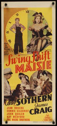 8j797 SWING SHIFT MAISIE Aust daybill '43 images of sexy Ann Sothern, James Craig!
