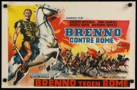8j360 BRENNUS ENEMY OF ROME Belgian '63 artwork of Gordon Mitchell w/sword on horseback!