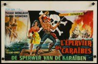 8j364 CARIBBEAN HAWK Belgian '62 Lo Sparviero dei Caraibi, sexy pirate artwork!