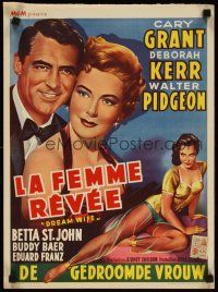 8j373 DREAM WIFE Belgian '54 Cary Grant, sexy Deborah Kerr & Betta St. John, different art!