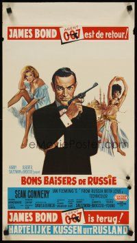 8j378 FROM RUSSIA WITH LOVE Belgian '64 art of Sean Connery as James Bond 007 w/sexy girls!