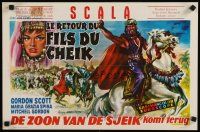 8j387 KERIM SON OF THE SHEIK Belgian '62 art of Gordon Scott on horseback in title role!
