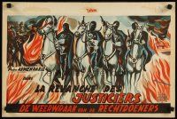 8j390 LA REVANCHE DES JUSTICIERS Belgian '59 Pedro Armendariz, art of fighters on horseback!