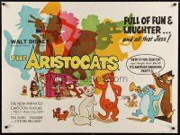 8j419 ARISTOCATS British quad '71 Walt Disney feline jazz musical cartoon, great colorful art!