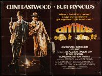 8j422 CITY HEAT British quad '85 art of Clint Eastwood & Burt Reynolds the detective by Fennimore!