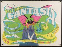 8j425 FANTASIA British quad R70 cool psychedelic artwork, Disney musical cartoon classic!
