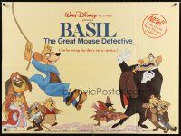 8j430 GREAT MOUSE DETECTIVE British quad '86 Walt Disney's crime-fighting Sherlock Holmes rodent!