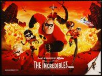 8j432 INCREDIBLES DS British quad '04 Disney/Pixar animated sci-fi superhero family!