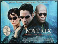 8j449 MATRIX British quad '99 Keanu Reeves, Carrie-Anne Moss, Laurence Fishburne, Wachowski Bros!