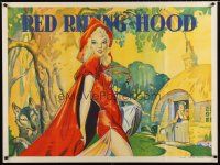 8j460 RED RIDING HOOD stage play British quad '30s stone litho of sexy Red w/wolf behind!