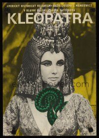 8j105 CLEOPATRA Czech 11x16 '66 cool Hilmar art of Elizabeth Taylor w/snake!