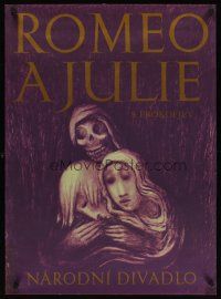 8j123 ROMEO & JULIET stage play Czech 23x33 '71 cool G.F. art of skeleton & women!