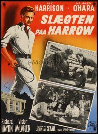 8j521 FOXES OF HARROW Danish '49 different art of Rex Harrison, Maureen O'Hara!