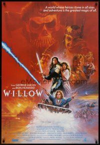 8j414 WILLOW English 1sh '88 George Lucas & Ron Howard directed, different Brian Bysouth art!